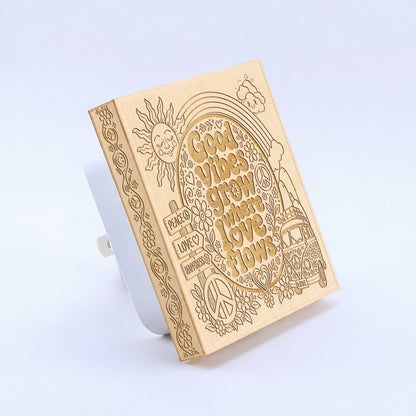 Good Vibes Grow Where Love Flows | Artistic Engraved Wooden LED Night Light | HP0016