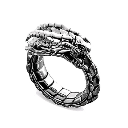 Jormungandr Ring – Viking World Serpent Ring, Norse Mythology Jewelry, Nordic Heritage Gift, VKR0001
