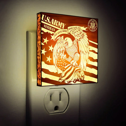 Army Veteran | All Gave Some - Some Gave All | Artistic Engraved Wooden LED Night Light, NLV0026A