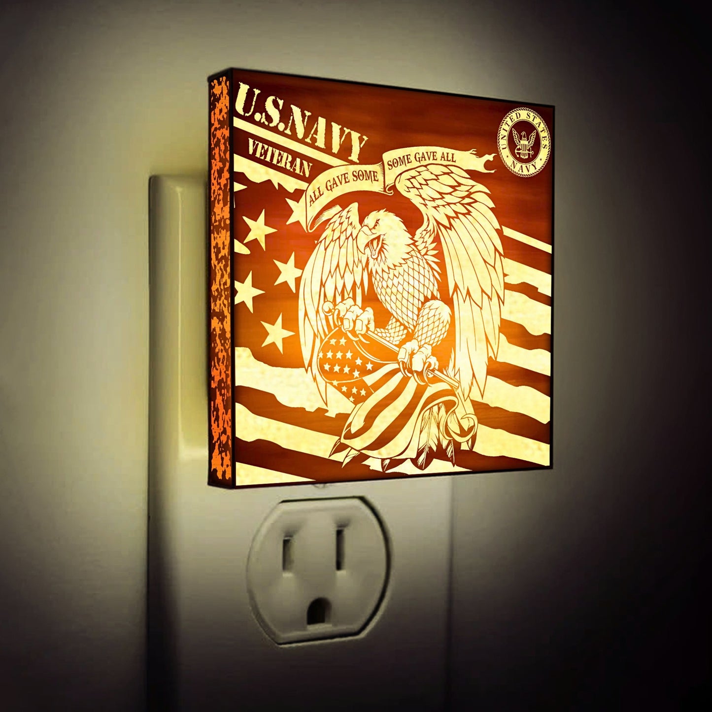 Navy Veteran | All Gave Some - Some Gave All | Artistic Engraved Wooden LED Night Light, NLV0026B