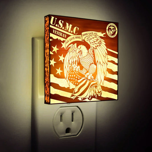 Marine Veteran | All Gave Some - Some Gave All | Artistic Engraved Wooden LED Night Light, NLV0026D