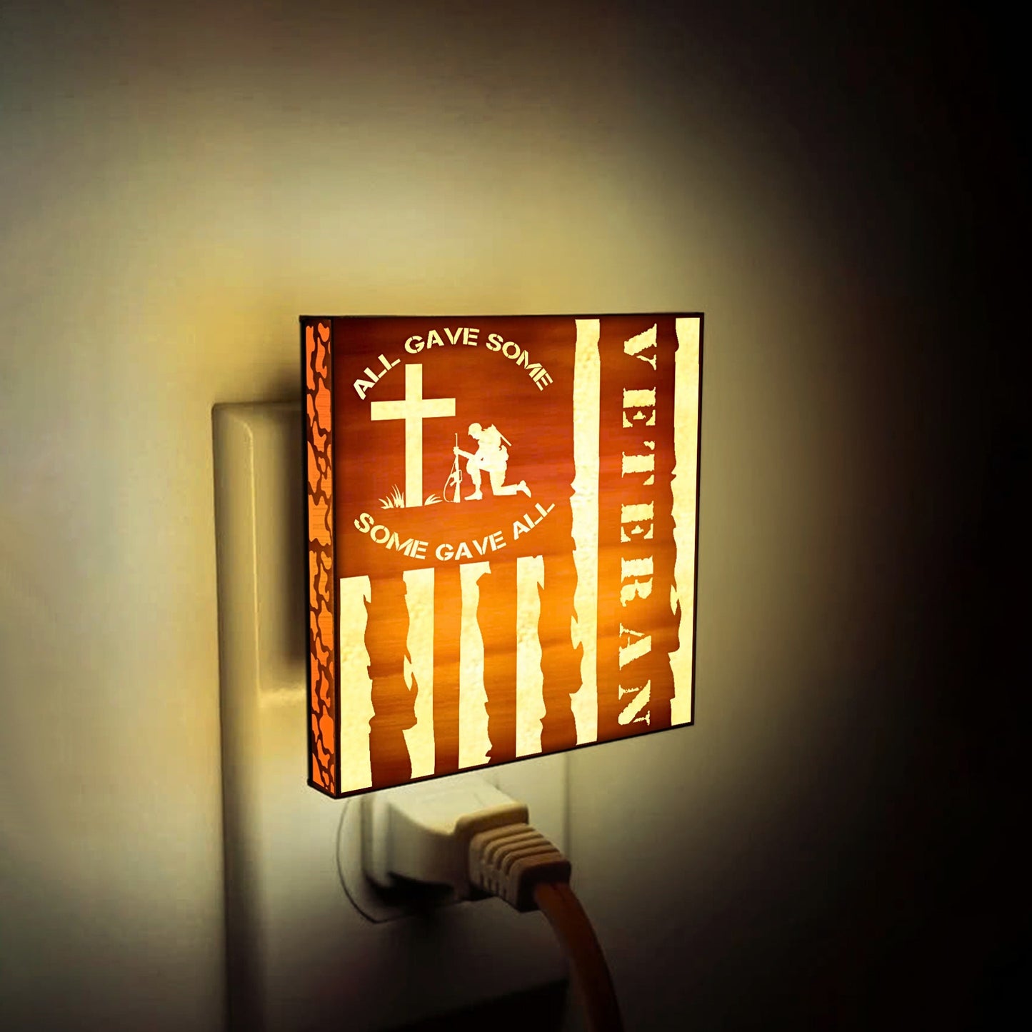 U.S VETERAN, All Gave Some - Some Gave All Engraved Wooden LED Night Light, NLV0005