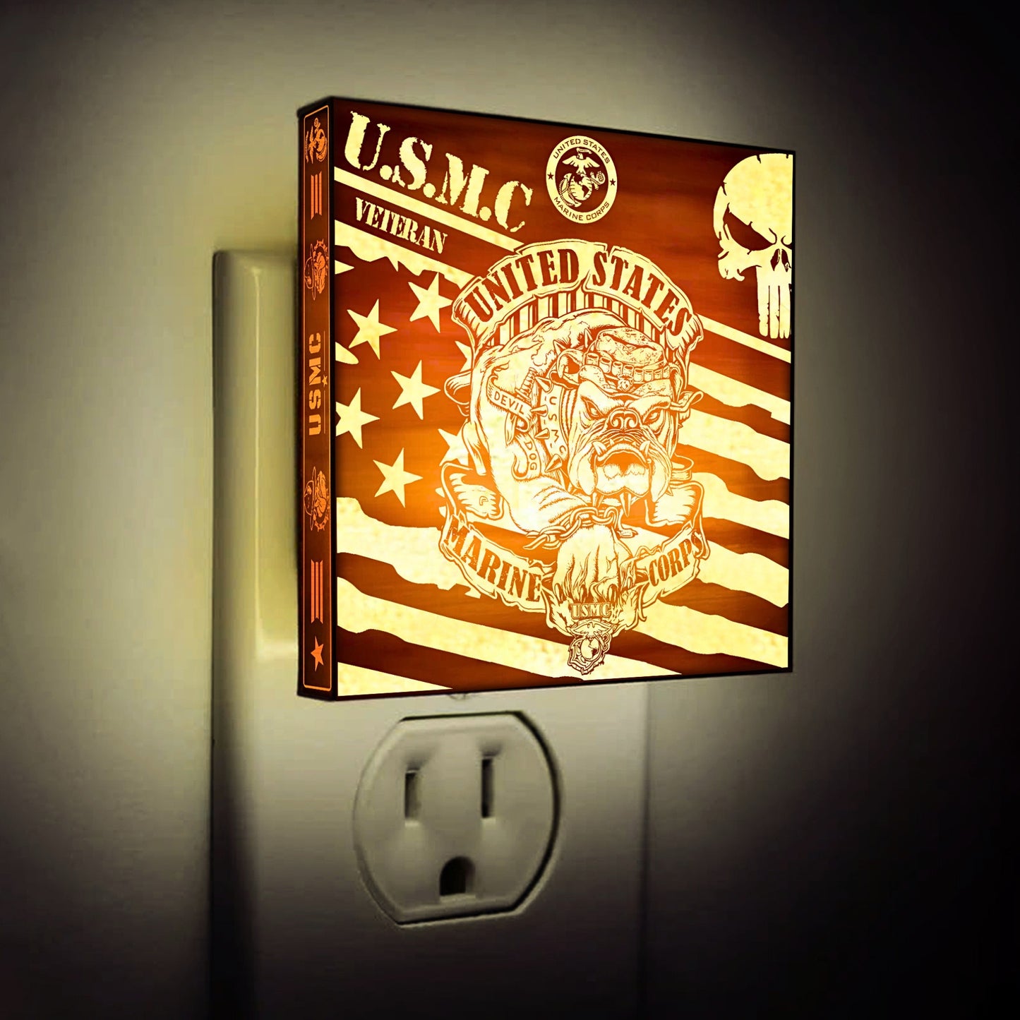 Marine Veteran | Special Edition | Artistic Engraved Wooden LED Night Light, NLV0029