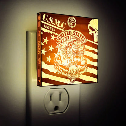 Marine Veteran | Special Edition | Artistic Engraved Wooden LED Night Light, NLV0029