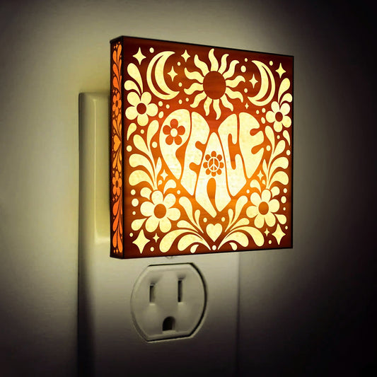 PEACE, Artistic Engraved Wooden LED Night Light, PH0015
