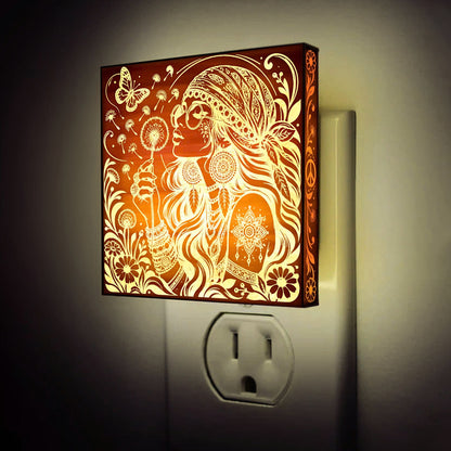 Free Spirit, Artistic Engraved Wooden LED Night Light, PH0028