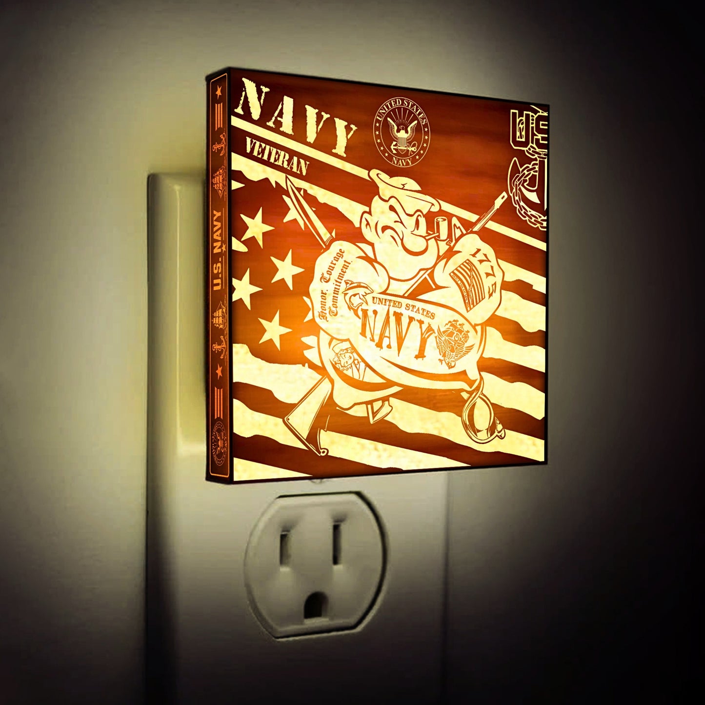 Navy Veteran | Special Edition | Artistic Engraved Wooden LED Night Light, NLV0028