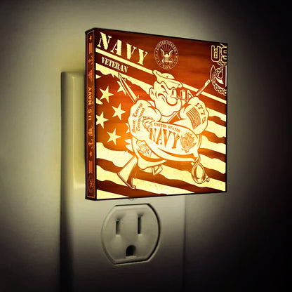 Navy Veteran | Special Edition | Artistic Engraved Wooden LED Night Light, NLV0028