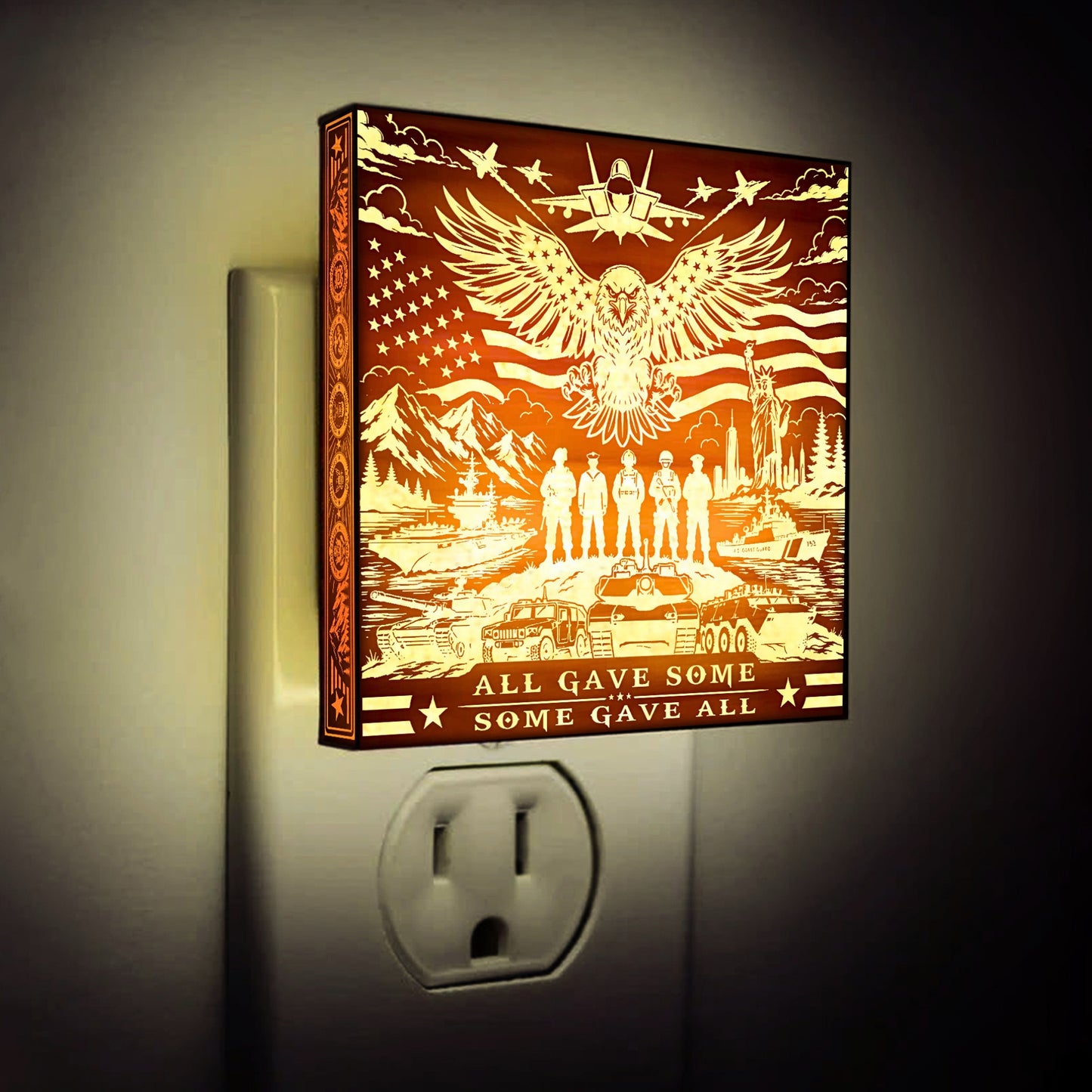 All Gave Some - Some Gave All | Artistic Engraved Wooden LED Night Light, NLV0037