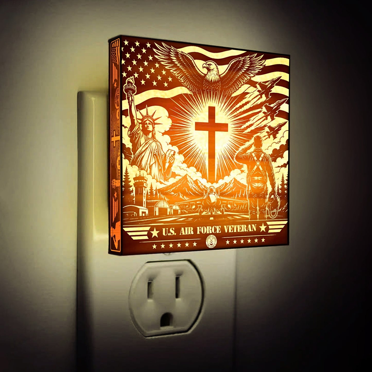 Air Force Veteran | Special Edition | Artistic Engraved Wooden LED Night Light, NLV0035