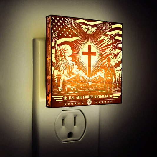 Air Force Veteran | Special Edition | Artistic Engraved Wooden LED Night Light, NLV0035