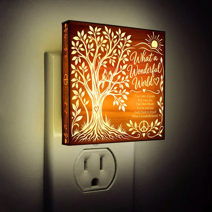 A Wonderful World – Cardinal & Love, Artistic Engraved Wooden LED Night Light, PH0023