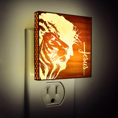 Lion of Judah Engraved Wooden LED Night Light - NLG0009