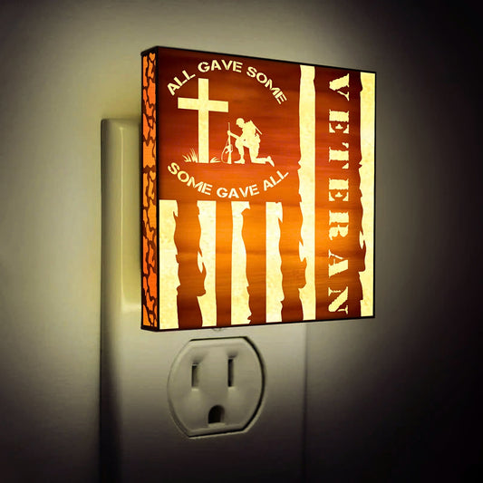 U.S VETERAN, All Gave Some - Some Gave All Engraved Wooden LED Night Light, NLV0005