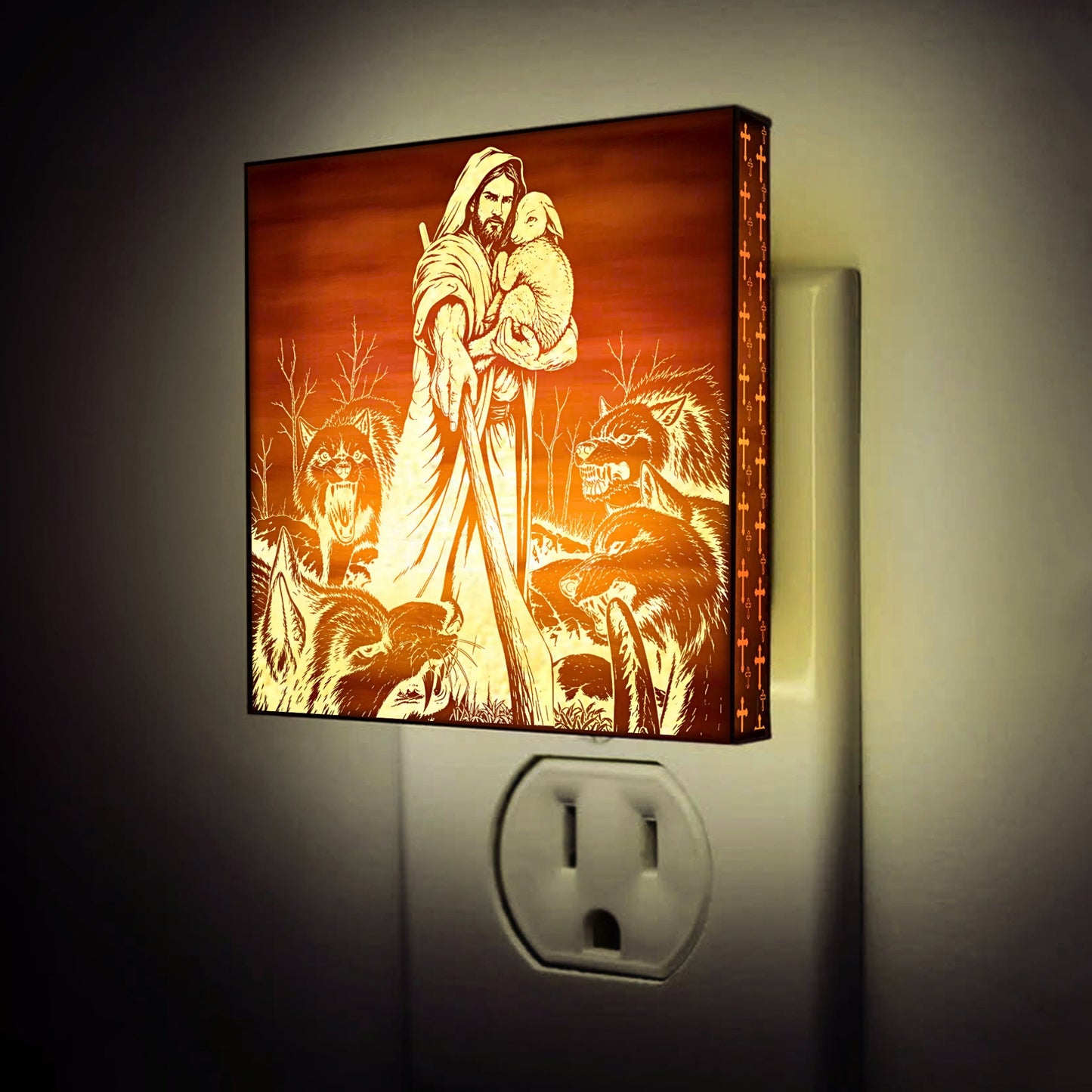 The Good Shepherd Engraved Wooden LED Night Light - NLG0018