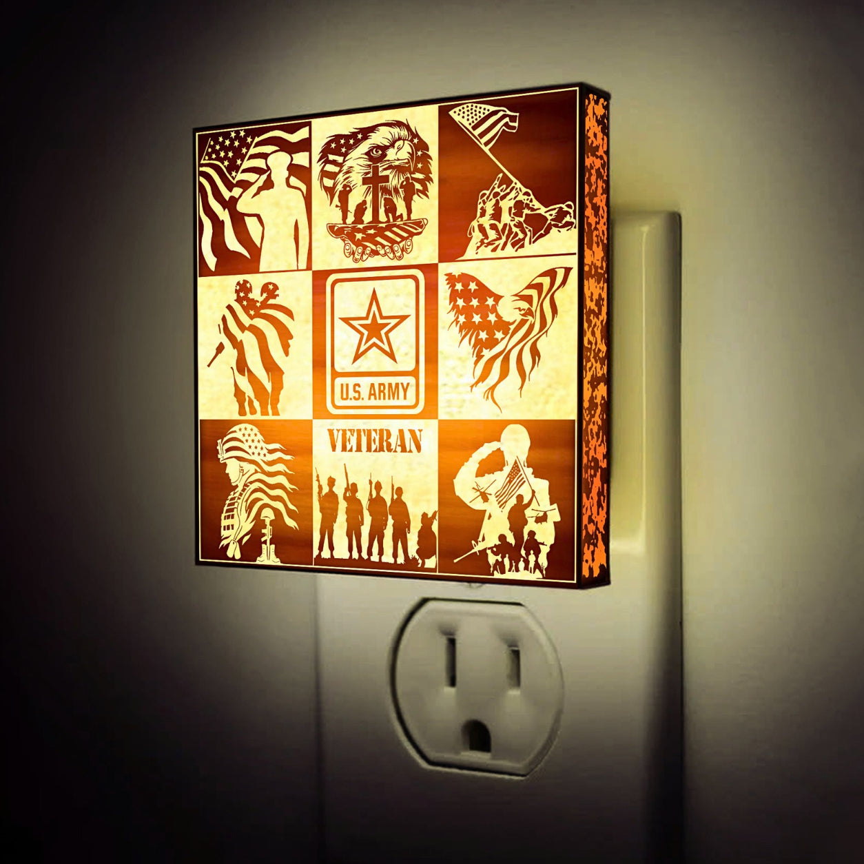 Army Veteran | Artistic Engraved Wooden LED Night Light, NLV0020