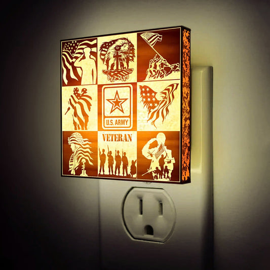 Army Veteran | Artistic Engraved Wooden LED Night Light, NLV0020