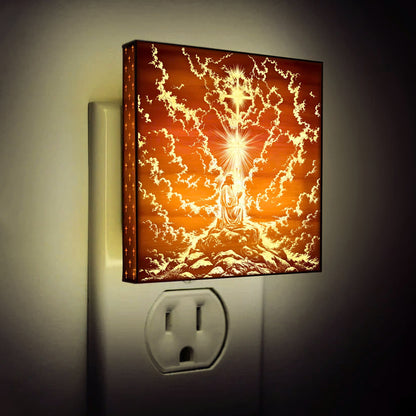 Jesus in Prayer Artisan Engraved Wooden LED Night Light - NLG0015