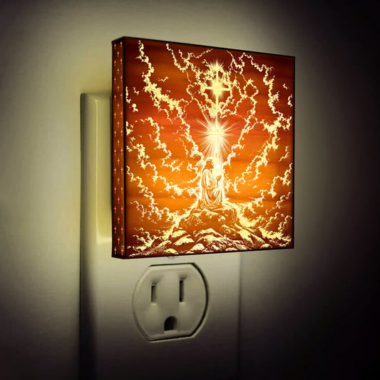 Jesus in Prayer Artisan Engraved Wooden LED Night Light - NLG0015