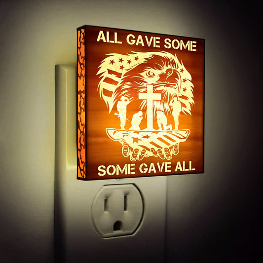 All Gave Some - Some Gave All Engraved Wooden LED Night Light, NLV0003