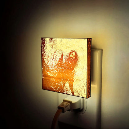 Jesus Saves Engraved Wooden LED Night Light - NLG0014