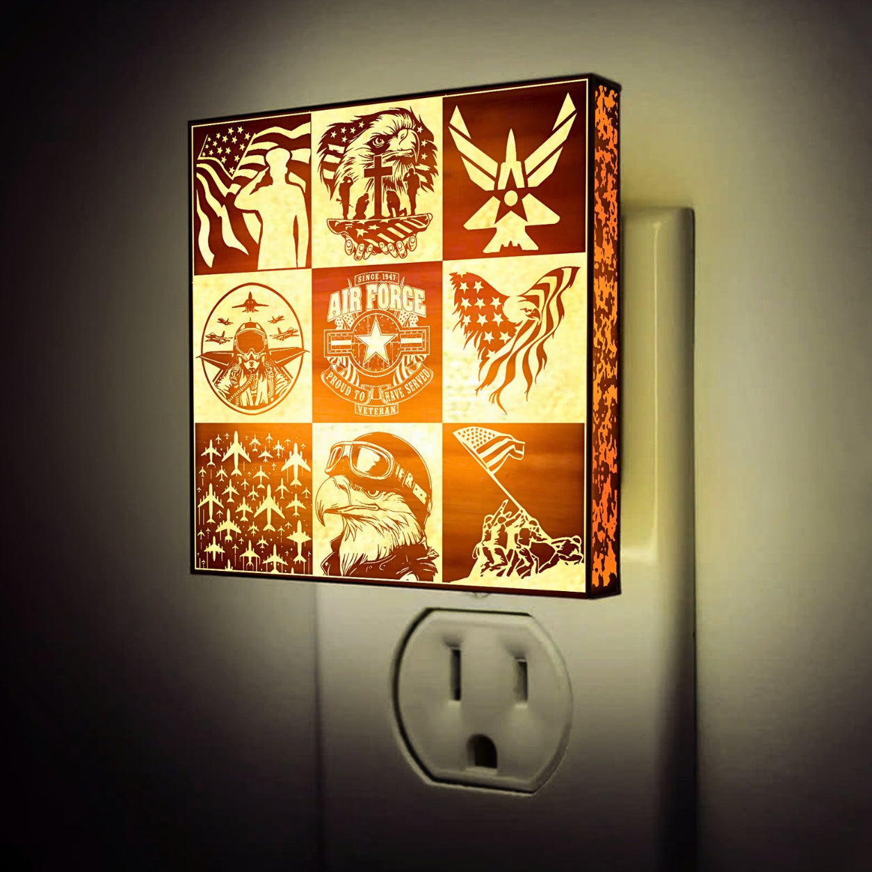 Air Force Veteran | Artistic Engraved Wooden LED Night Light, NLV0022