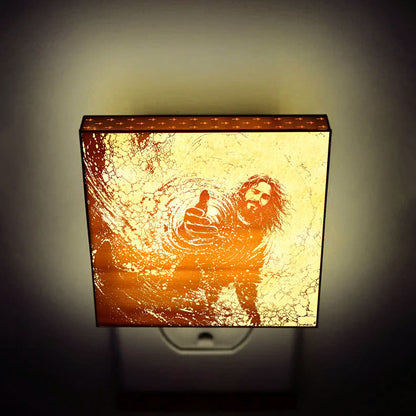 Jesus Saves Engraved Wooden LED Night Light - NLG0014