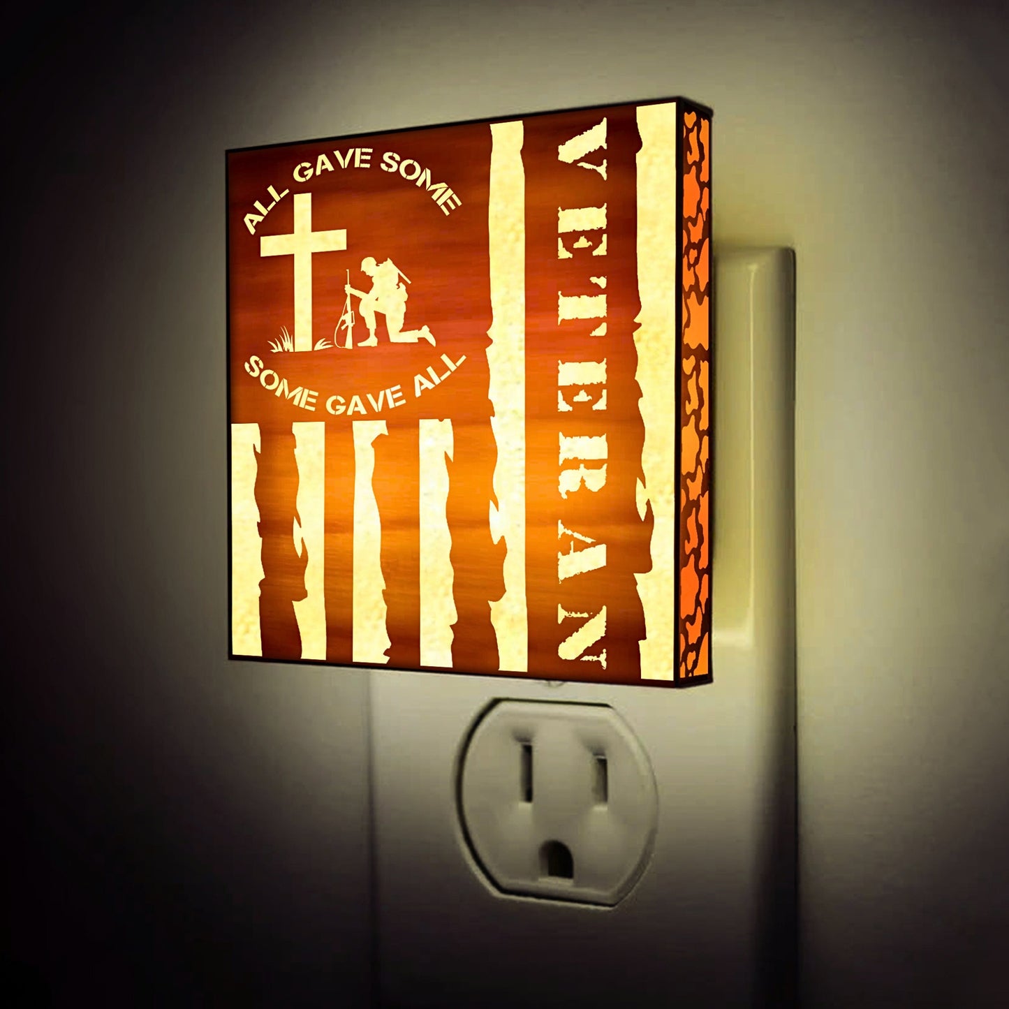 U.S VETERAN, All Gave Some - Some Gave All Engraved Wooden LED Night Light, NLV0005