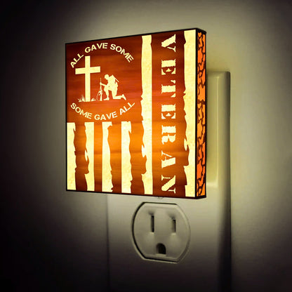 U.S VETERAN, All Gave Some - Some Gave All Engraved Wooden LED Night Light, NLV0005