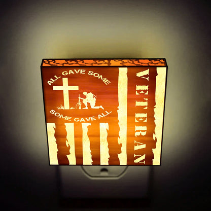 U.S VETERAN, All Gave Some - Some Gave All Engraved Wooden LED Night Light, NLV0005