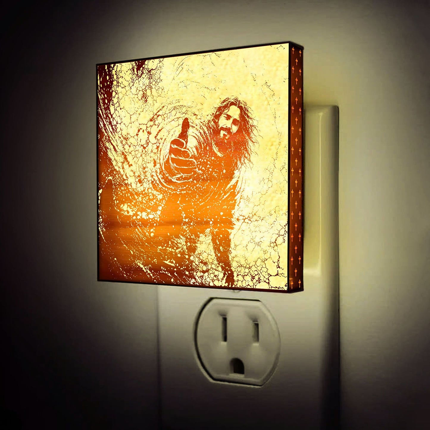 Jesus Saves Engraved Wooden LED Night Light - NLG0014