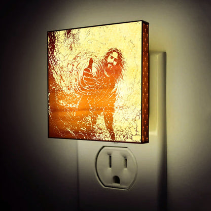Jesus Saves Engraved Wooden LED Night Light - NLG0014