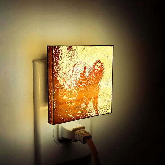 Jesus Saves Engraved Wooden LED Night Light - NLG0014