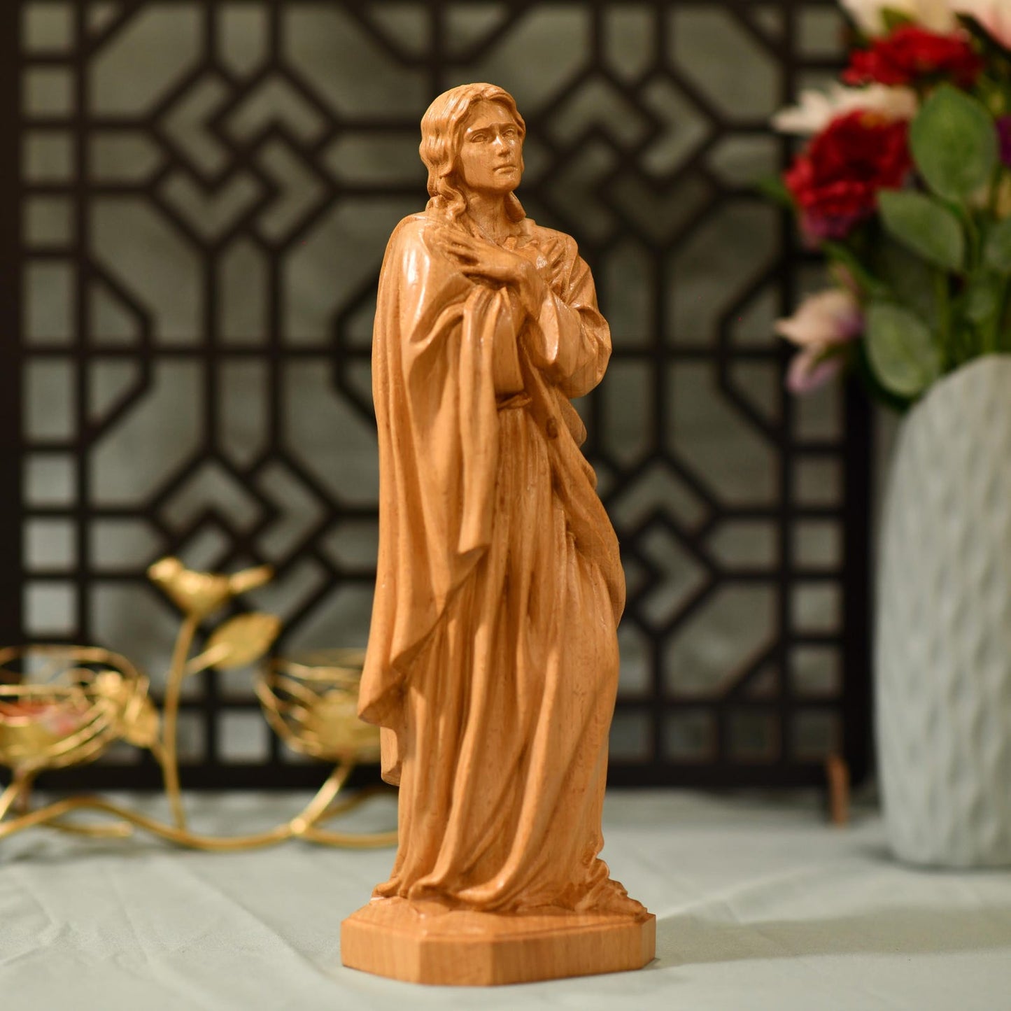 St. John Wooden Statue - Apostle of Jesus - Handcrafted Wooden Statue