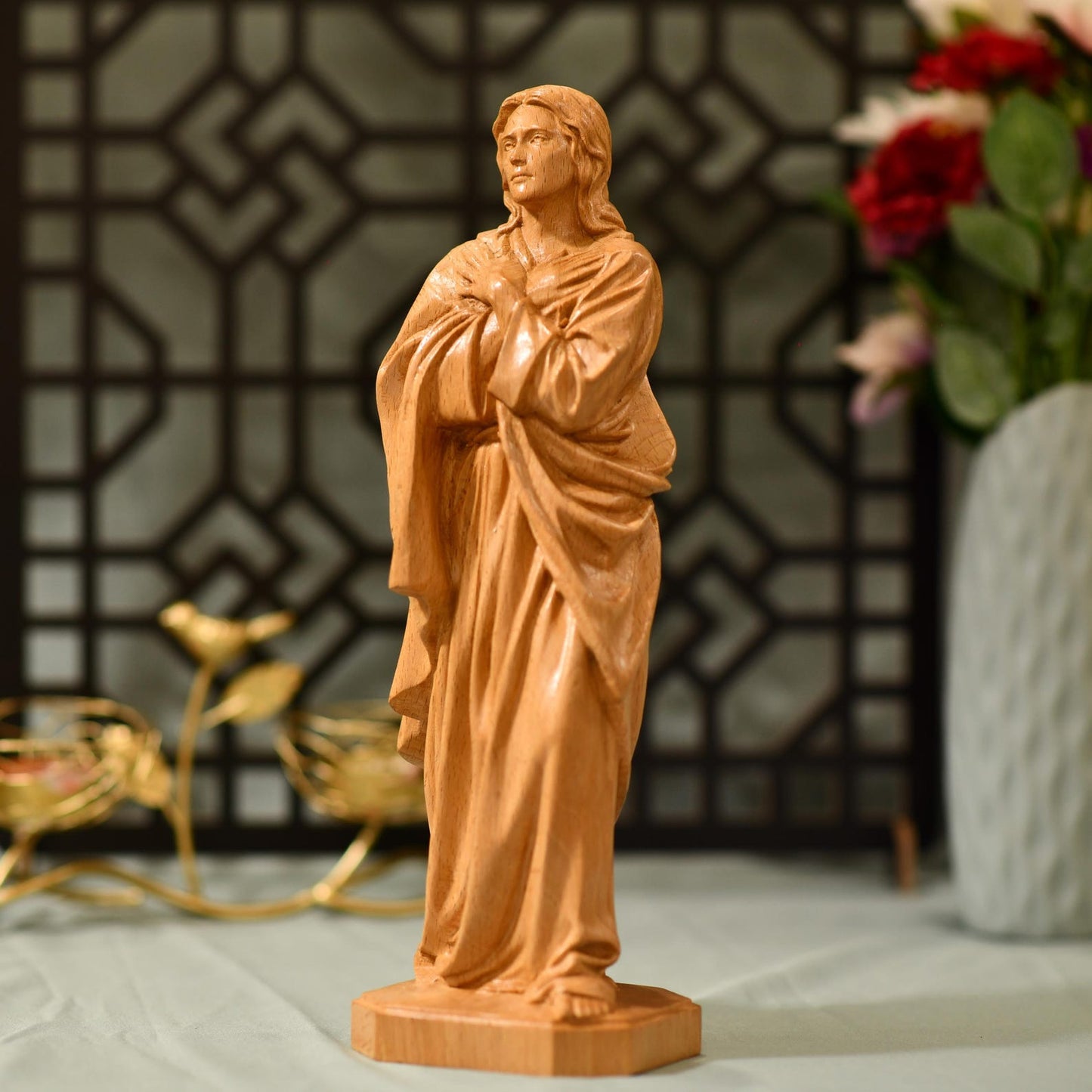 St. John Wooden Statue - Apostle of Jesus - Handcrafted Wooden Statue