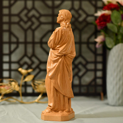 St. John Wooden Statue - Apostle of Jesus - Handcrafted Wooden Statue