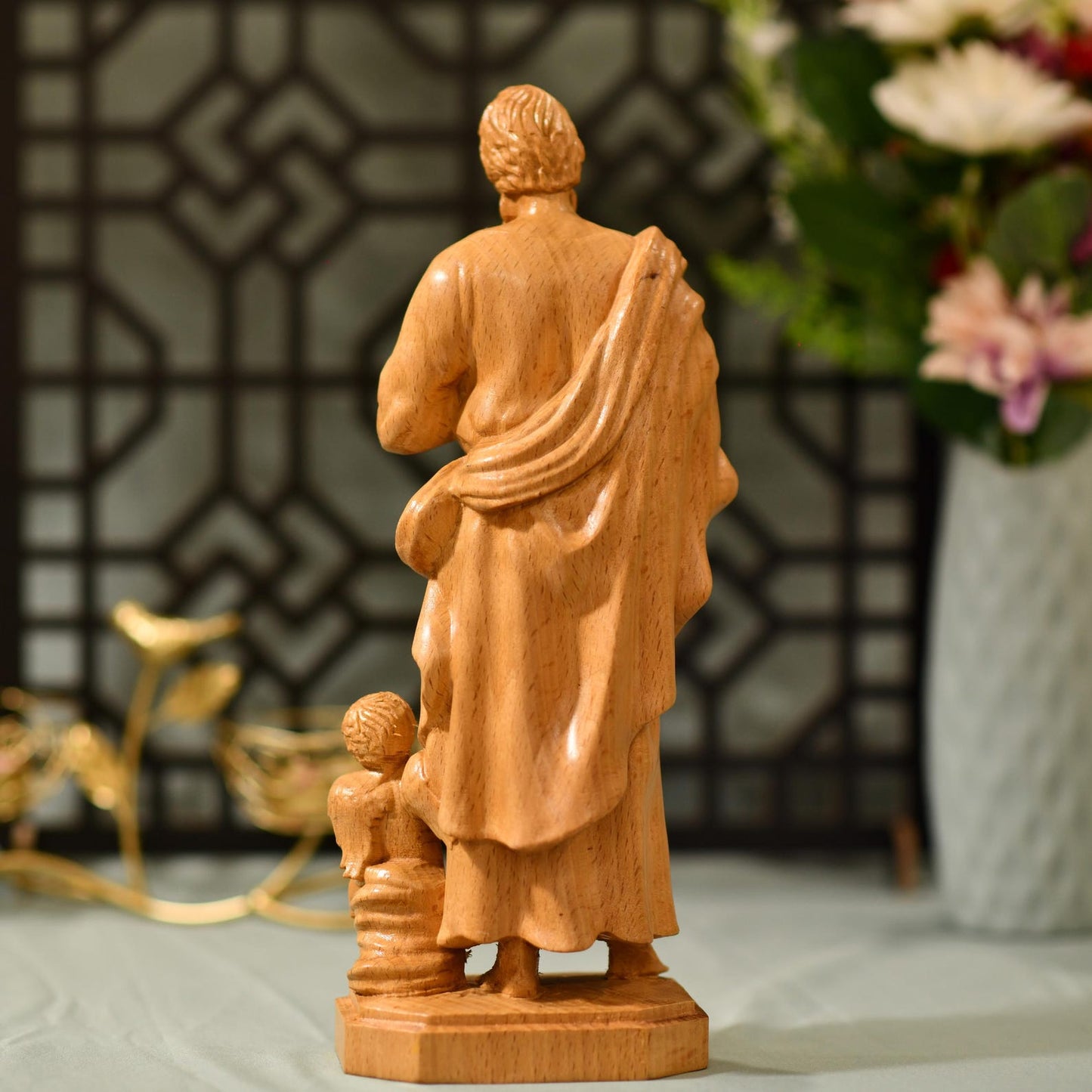 St. Matthew Evangelist Wooden Catholic Statue - Handcrafted Wooden Statue