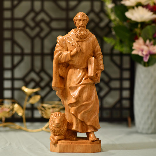 St. Mark the Evangelist Statue Apostle Statue Saint Marcus - Handcrafted Wooden Statue – Made to Order