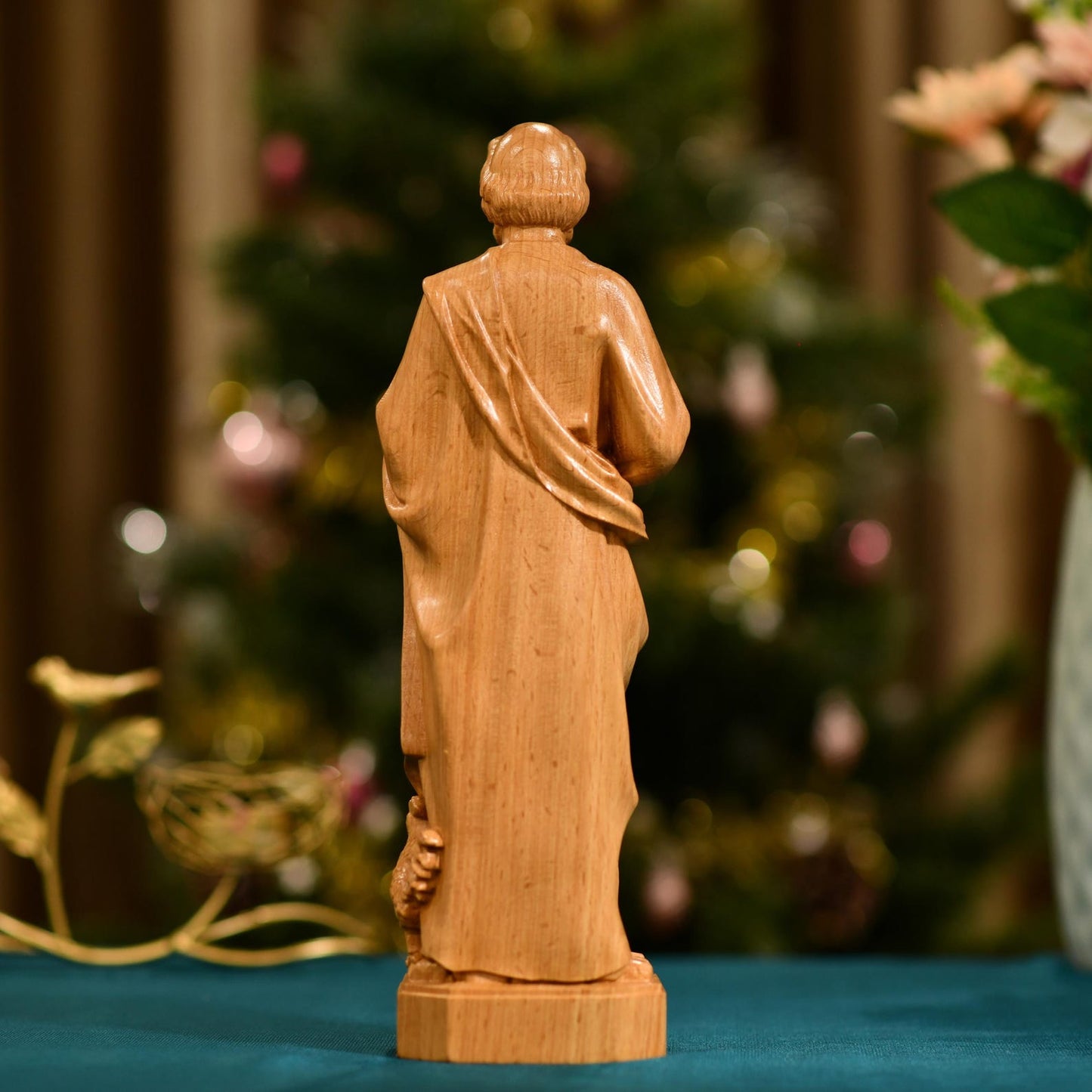 St. Peter Statue Figurine Religious Decoration - Handcrafted Wooden Statue