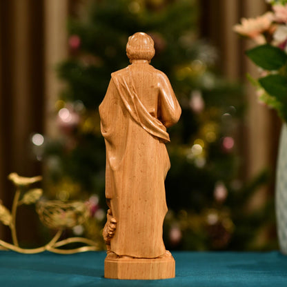 St. Peter Statue Figurine Religious Decoration - Handcrafted Wooden Statue