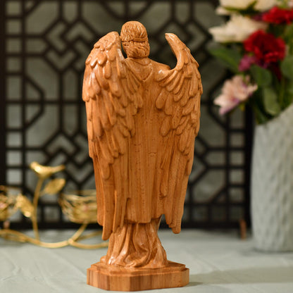 Archangel Michael Wooden Statue Archangel Icon - Handcrafted Wooden Statue