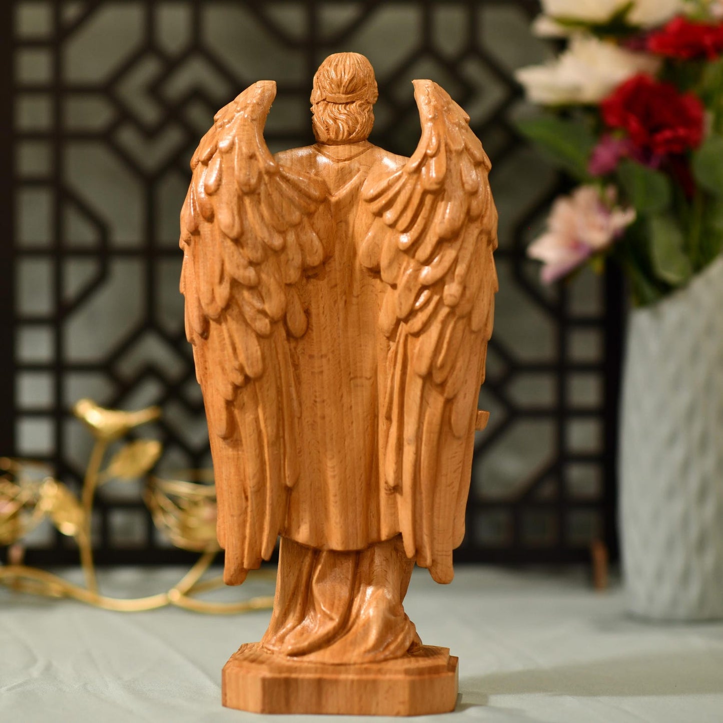 Archangel Michael Wooden Statue Archangel Icon - Handcrafted Wooden Statue