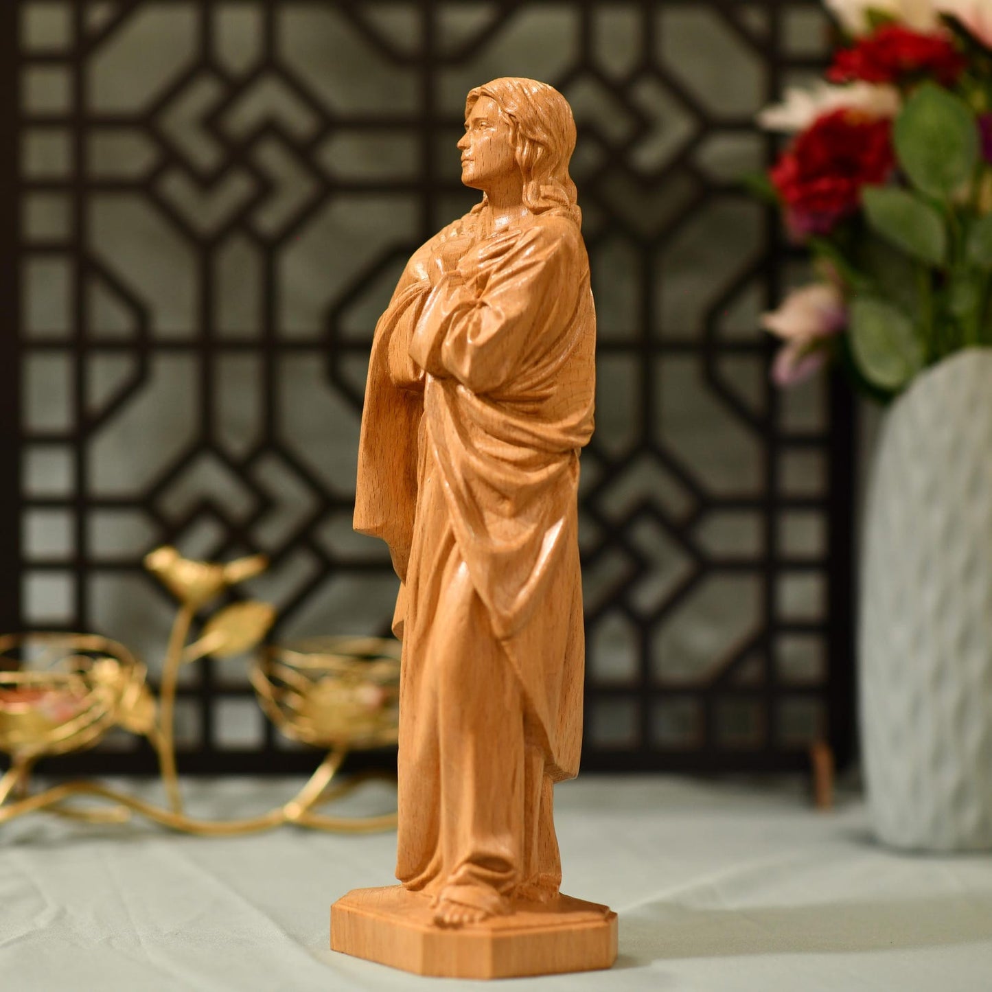 St. John Wooden Statue - Apostle of Jesus - Handcrafted Wooden Statue