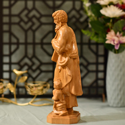 St. Matthew Evangelist Wooden Catholic Statue - Handcrafted Wooden Statue
