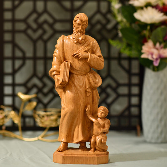 St. Matthew Evangelist Wooden Catholic Statue - Handcrafted Wooden Statue