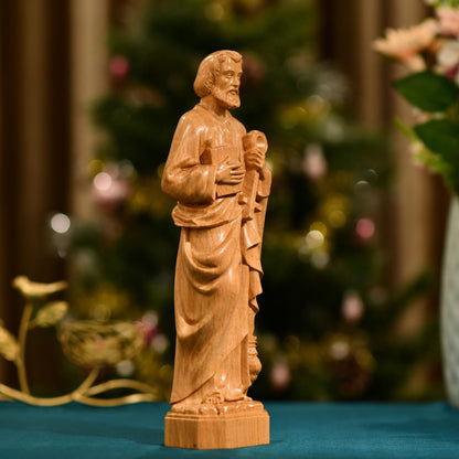 St. Peter Statue Figurine Religious Decoration - Handcrafted Wooden Statue