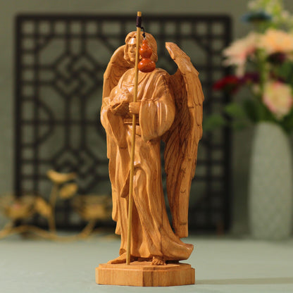 Archangel Raphael Wooden Statue Archangel Icon - Handcrafted Wooden Statue