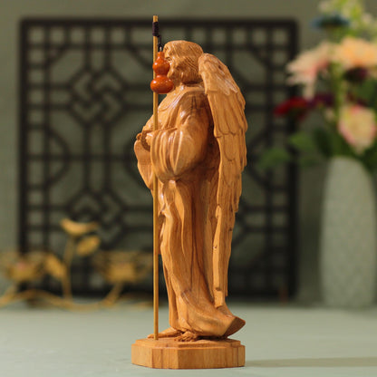 Archangel Raphael Wooden Statue Archangel Icon - Handcrafted Wooden Statue