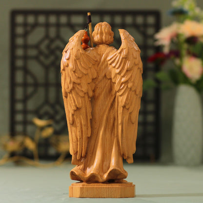 Archangel Raphael Wooden Statue Archangel Icon - Handcrafted Wooden Statue