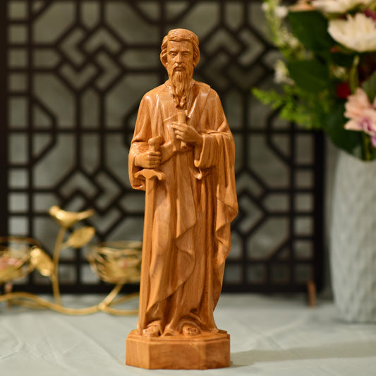 Saint Paul Wooden Statue Catholic Saint Figurine - Handcrafted Wooden Statue